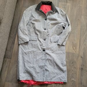 Vintage Grunge Distressed Gray and Red Women's Coat